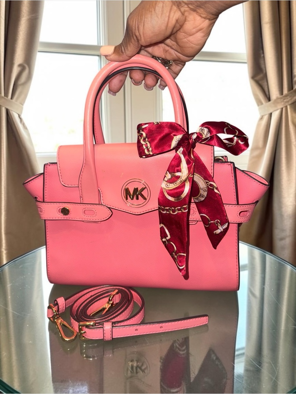 Michael Kors Carmen Medium Flap Belted Satchel